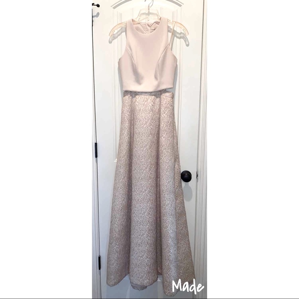 AIDAN MATTOX 2 piece Jacquard a-line gown